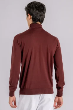 Maglia dolcevita royal merino lana rossa