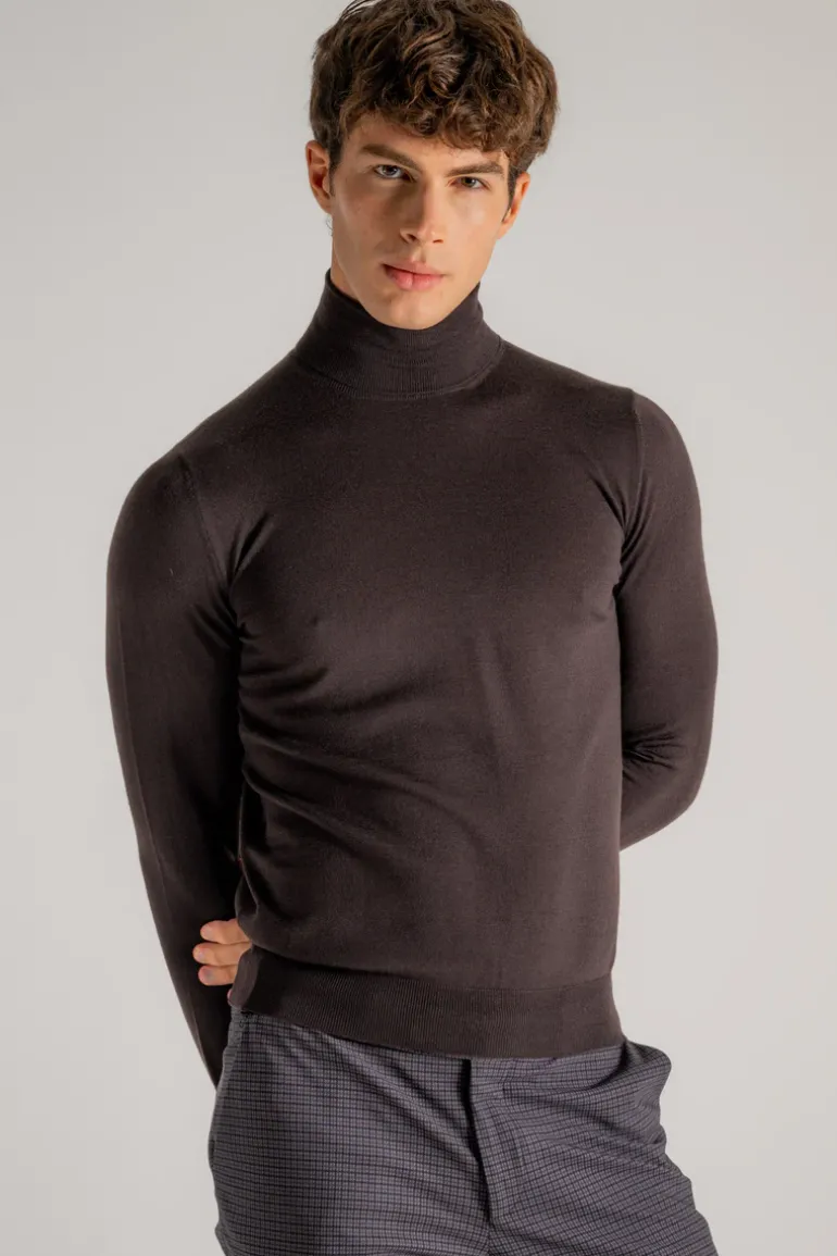 Maglia dolcevita royal merino marrone