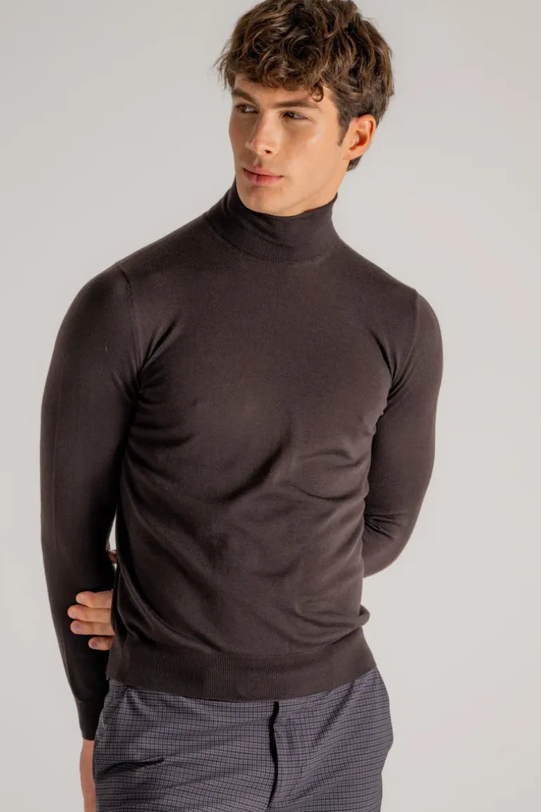 Maglia dolcevita royal merino marrone