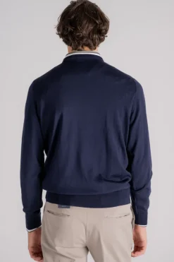 Maglia girocollo 100% lana merino superfine blu