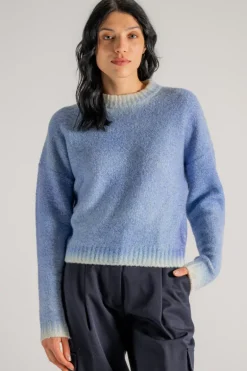 Maglia girocollo azzurro donna