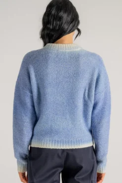 Maglia girocollo azzurro donna