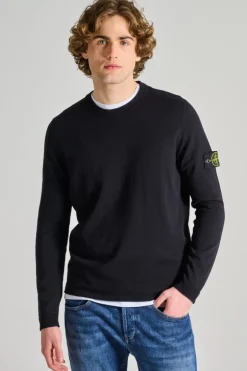 Maglia girocollo cotone blu