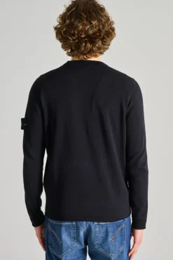 Maglia girocollo cotone blu