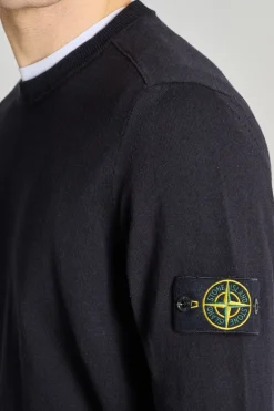 Maglia girocollo cotone blu