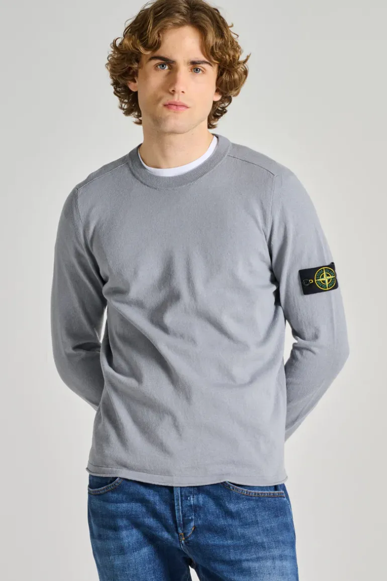 Maglia girocollo cotone blu