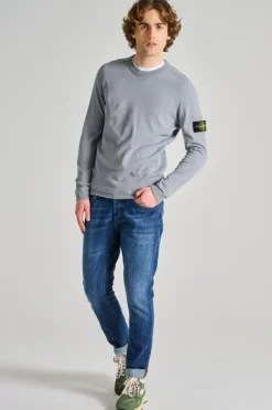 Maglia girocollo cotone blu