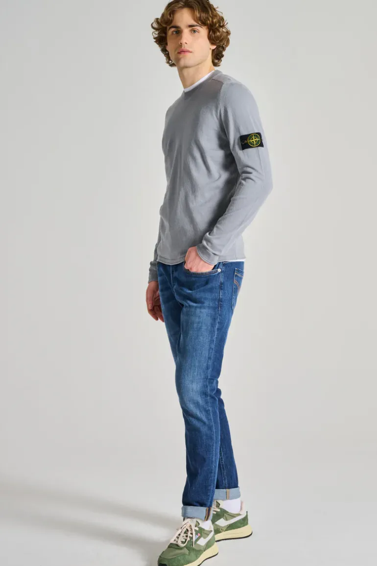 Maglia girocollo cotone blu