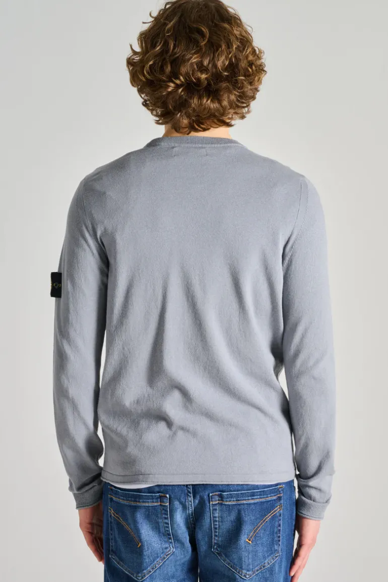 Maglia girocollo cotone blu