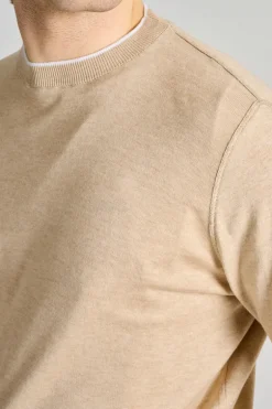 Maglia girocollo cotone beige