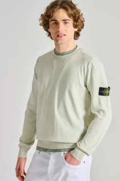 Maglia girocollo cotone beige