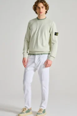 Maglia girocollo cotone beige