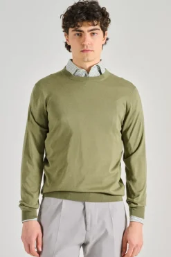 Maglia girocollo cotsilk verde