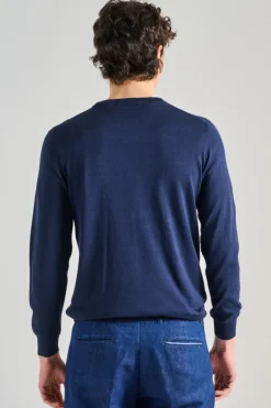 Maglia girocollo cotsilk blu