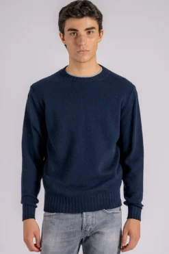 Maglia girocollo lana/cashmere blu