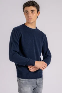 Maglia girocollo lana/cashmere blu