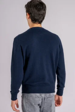 Maglia girocollo lana/cashmere blu