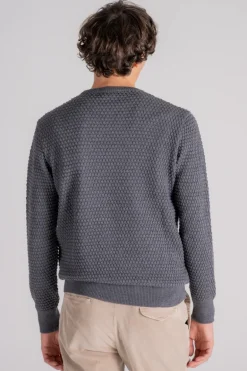 Maglia girocollo lavorata 100% lana merino grigio