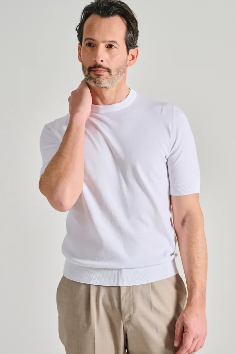 Maglia girocollo mezza manica cotone bianco