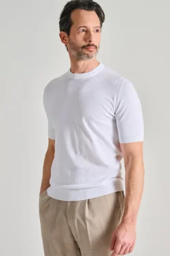 Maglia girocollo mezza manica cotone bianco