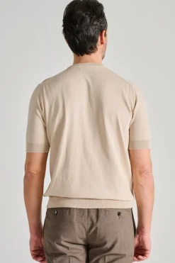 Maglia girocollo mezza manica cotone beige