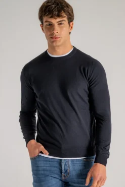 Maglia girocollo royal merino blu