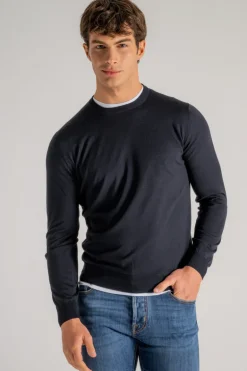 Maglia girocollo royal merino blu