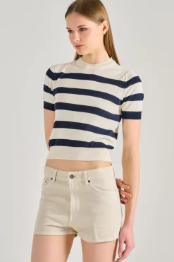 Maglia girocollo tessuto blu