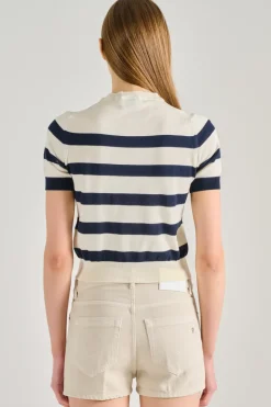 Maglia girocollo tessuto blu