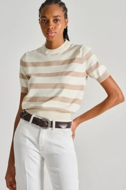 Maglia girocollo tessuto beige