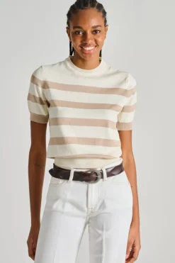 Maglia girocollo tessuto beige