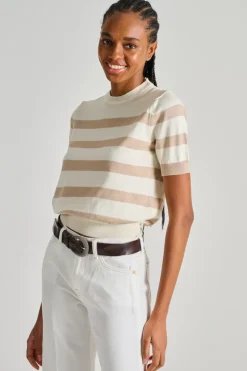 Maglia girocollo tessuto beige