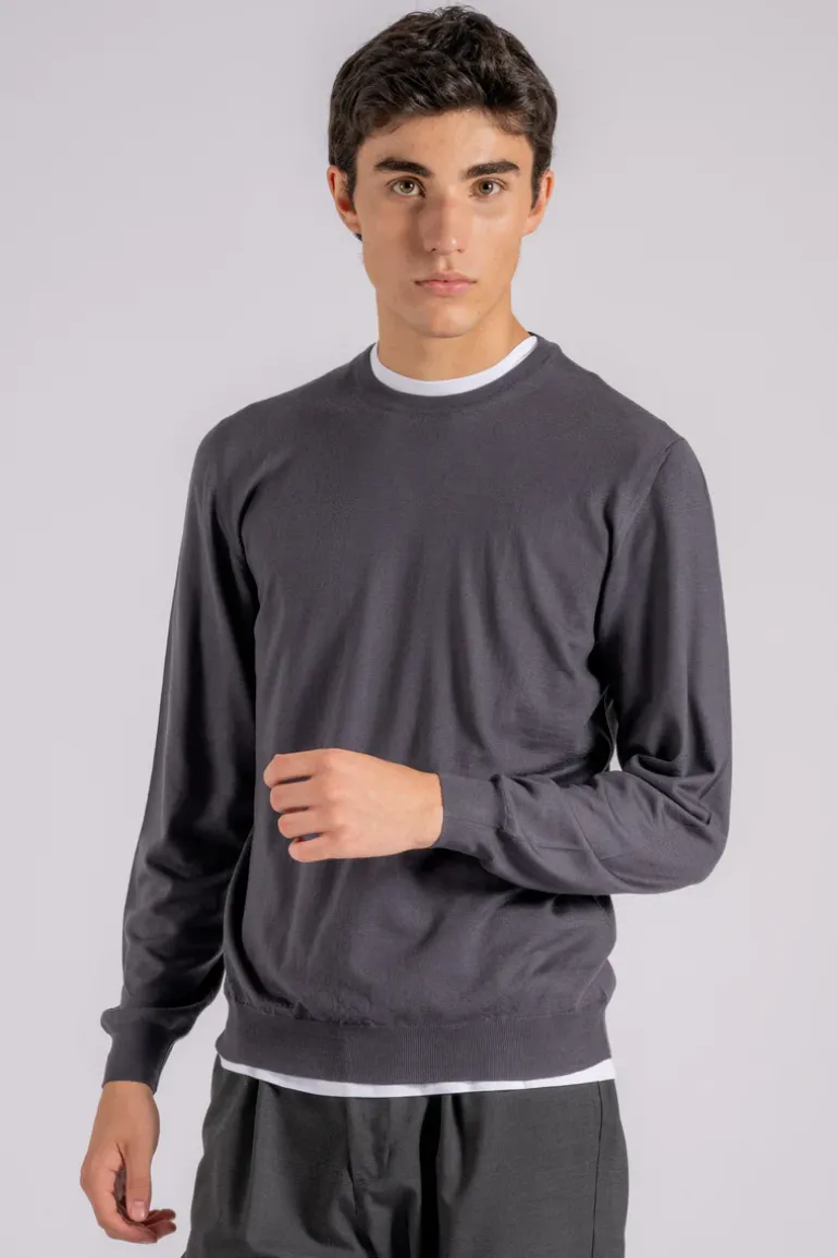 Maglia lana 140 girocollo grigio