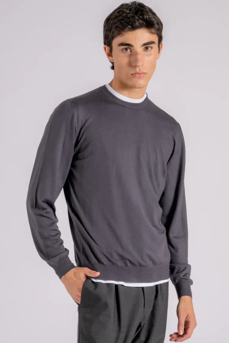Maglia lana 140 girocollo grigio