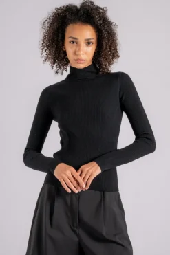 Maglia lana/poliestere nero