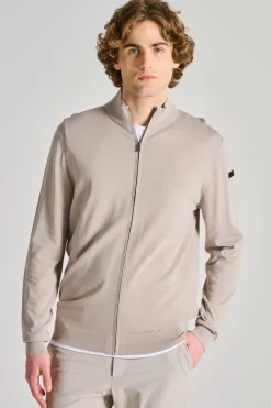 Maglia maxell full zip knit beige