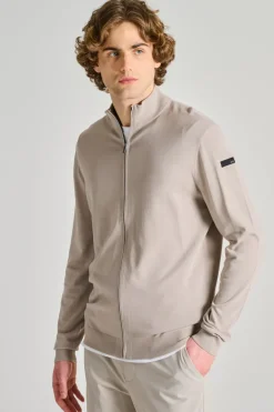 Maglia maxell full zip knit beige