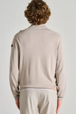 Maglia maxell full zip knit beige