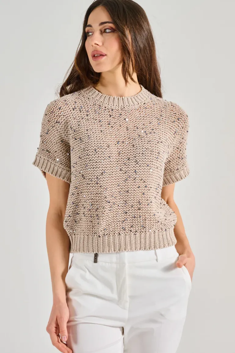 Maglia maxi paillettes bicolor a40