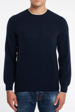 Maglia persia cachemire bicolor blu uomo