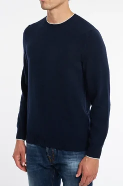 Maglia persia cachemire bicolor blu uomo