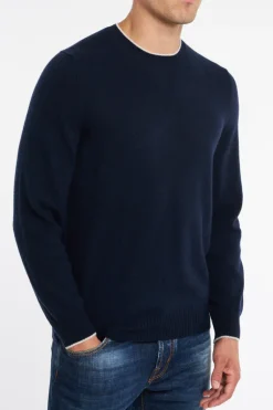 Maglia persia cachemire bicolor blu uomo