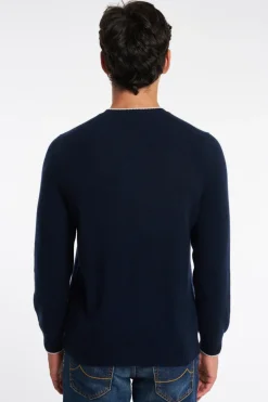 Maglia persia cachemire bicolor blu uomo