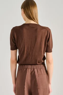 Maglia scollo a v 100% acrilico marrone