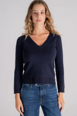 Maglia scollo a v 100% ws blu