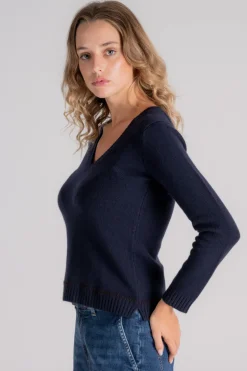 Maglia scollo a v 100% ws blu