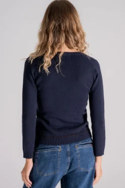 Maglia scollo a v 100% ws blu