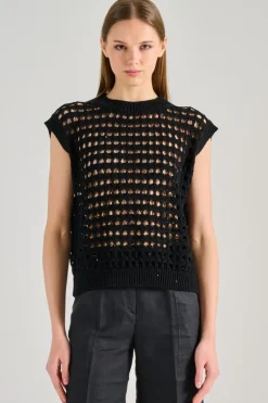 Maglia smanicata tessuto nero