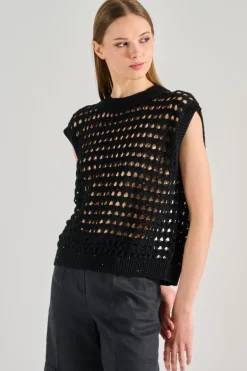 Maglia smanicata tessuto nero