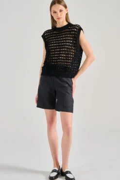 Maglia smanicata tessuto nero